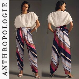 NEW Anthropologie Maeve Silky Balloon Stripe Pants 0,2